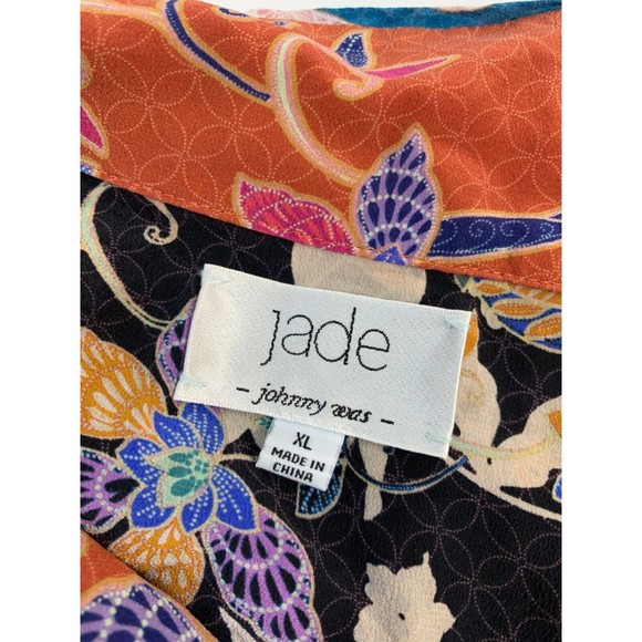 Johnny Was JADE Cruz Lounge Top Floral Silk Button Blouse Long Sleeve L13819 XL - Picture 10 of 13